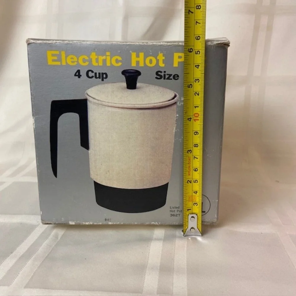 Vintage Nanco Electric Hot Pot 4 Cup Harvest Gold Enameled Aluminum 3C-402 New